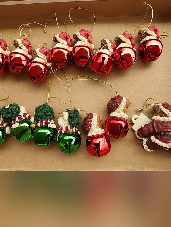 Vintage Boyds Bears Jingle Bell Bears Christmas Ornaments Lot Of (15) Green Red - Picture 7 of 7